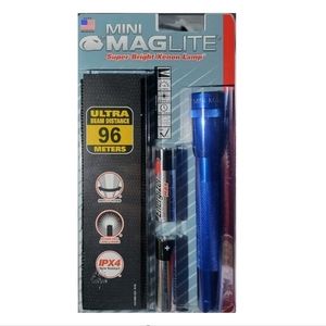 Maglite Mini Incandescent 2-Cell AA Flashlight with Holster, Blue